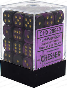 CHX 26840 Gemini Black-Purple/gold (12mm D6 36-Dice Set)