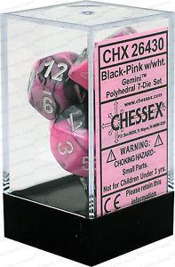 CHX 26430 Gemini Black-Pink/white (Polyhedral 7-Dice Set)