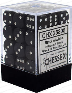 CHX 25808 Opaque Black/white (12mm D6 36-Dice Set)