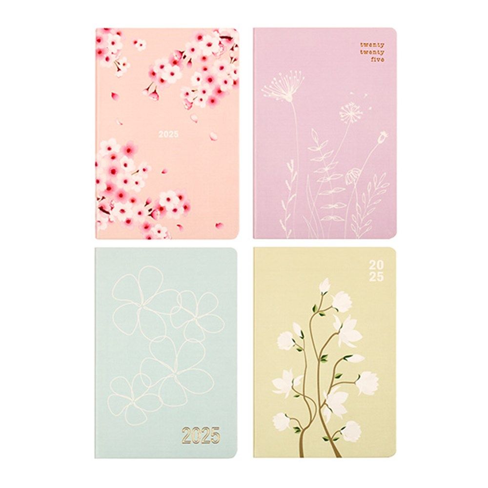 Dats 2025 Calendar Year Diary - PU Floral Colour Edge Slimline 70174 Week to View Assorted