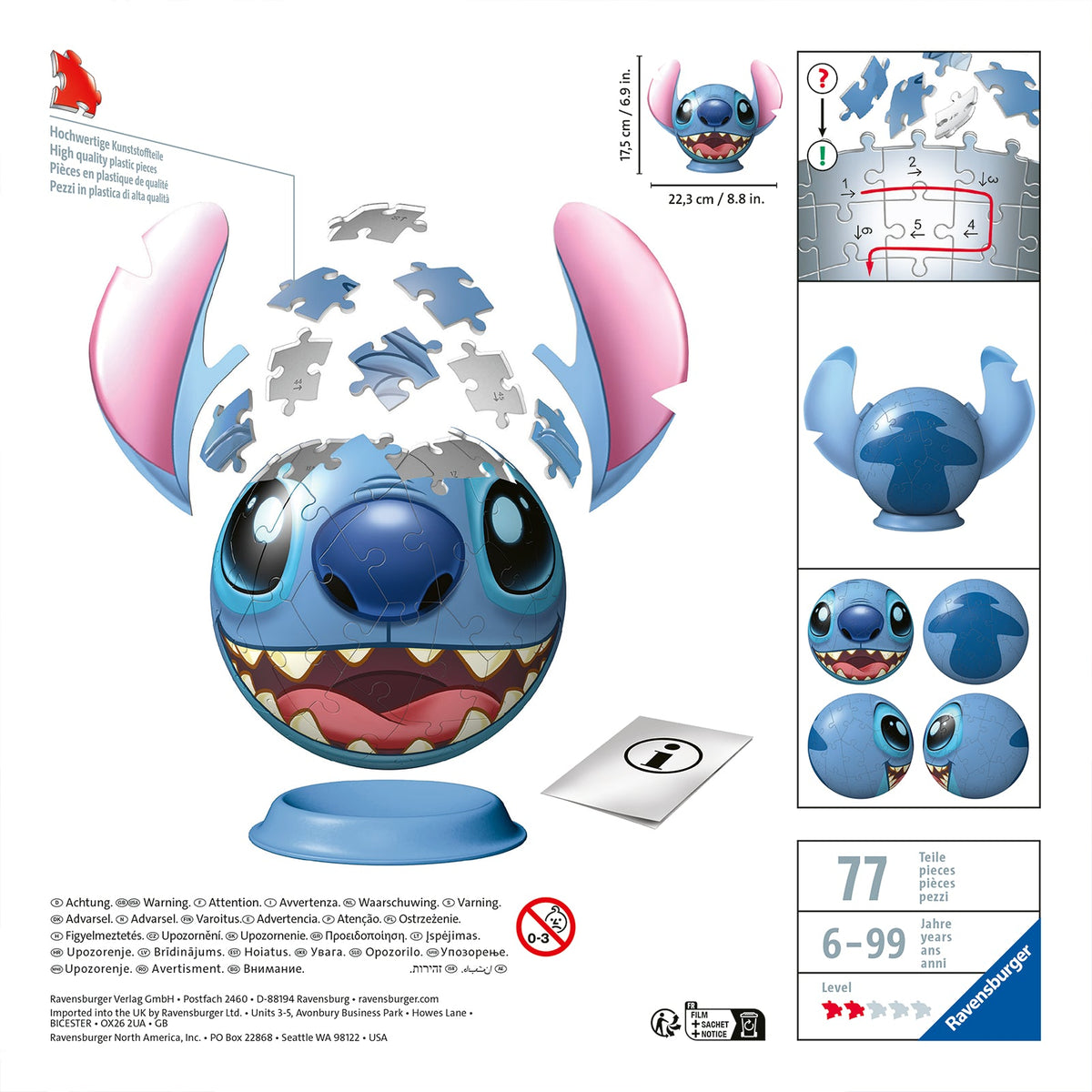 3D Puzzle Ball: Disney Stitch 72pc [Ravensburger Puzzle]