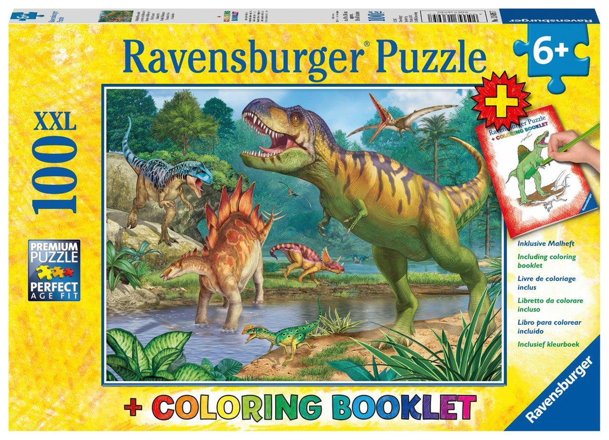 World of Dinosaurs 100pc &amp; Coloring Book [Ravensburger Puzzle]