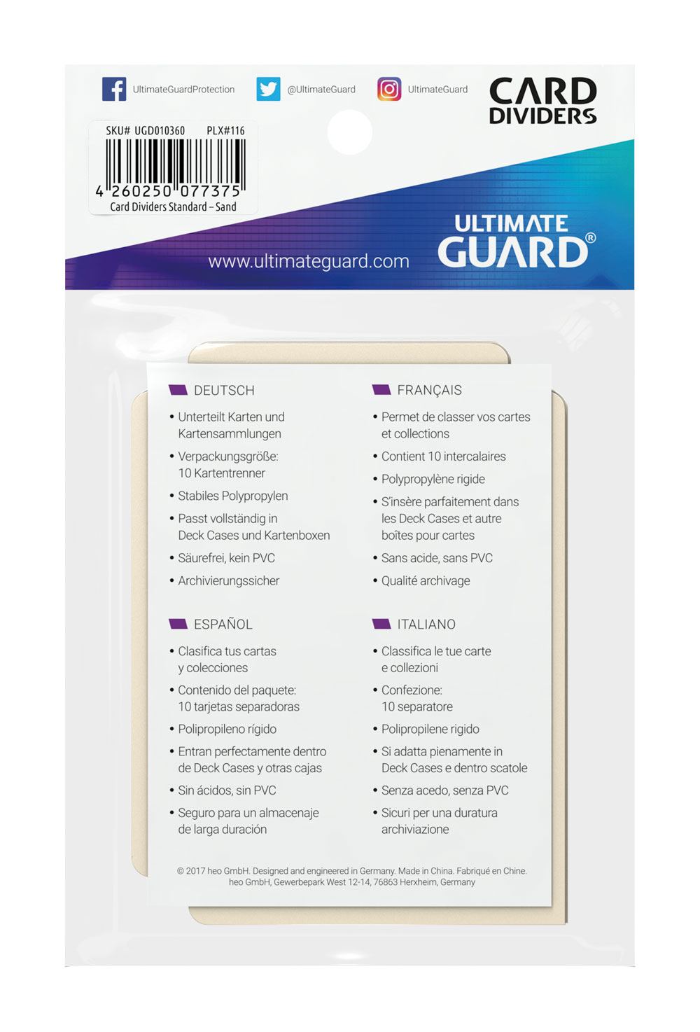 Ultimate Guard Card Dividers - Sand - Standard-Size (10)