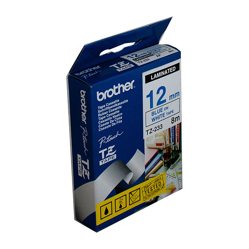 Brother TZe233 Blue/White 12mm Tape