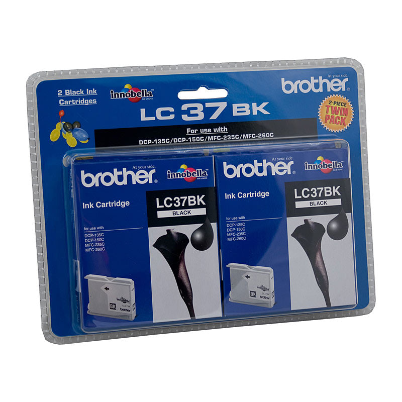 Brother LC 37 Ink Cartridge Black Twin Pack