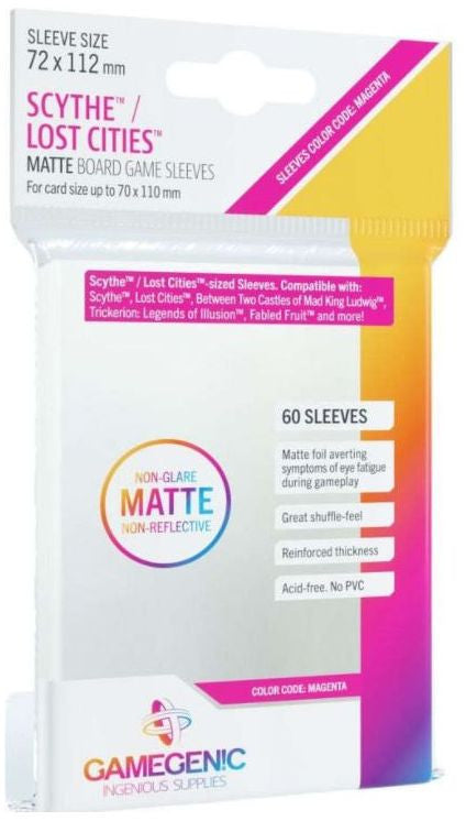 Gamegenic Matte Board Game Sleeves - Scythe 72 x 112mm (60 Sleeves) [Colour Code: MAGENTA]
