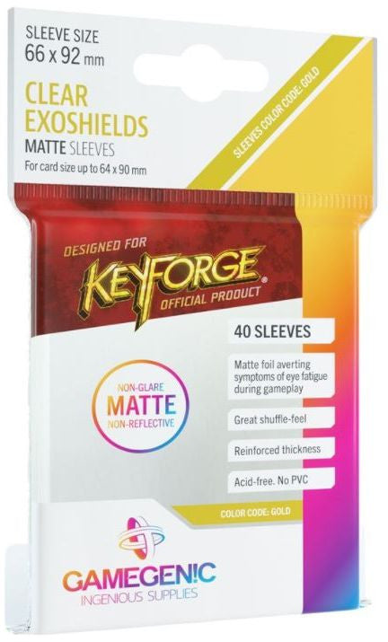 Gamegenic Matte Board Game Sleeves - Keyforge Clear Exoshields 66 x 92mm (40 Sleeves) [Colour Code: GOLD]