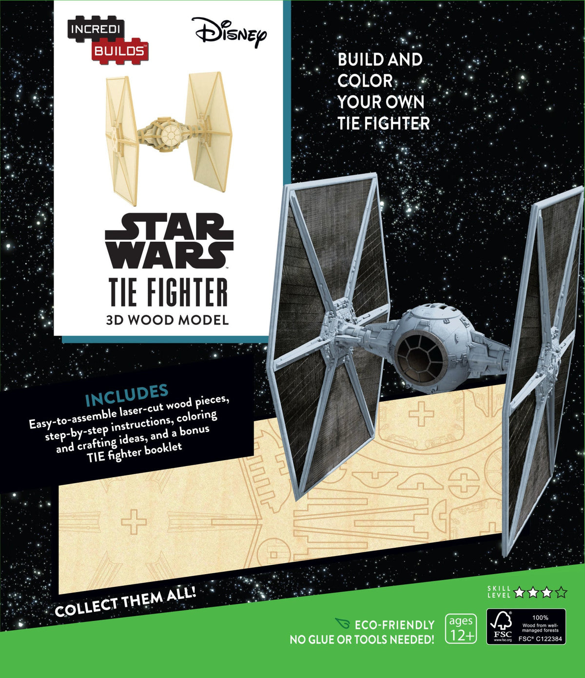 Incredibuilds Star Wars Rogue One Tie Fighter 3D Wood Model