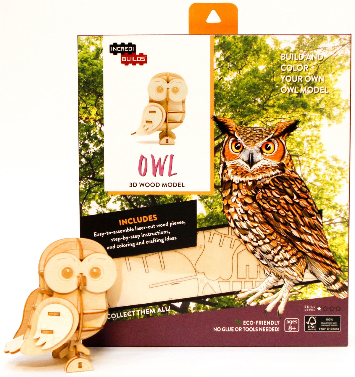 Incredibuilds Owl 3D Wood Model
