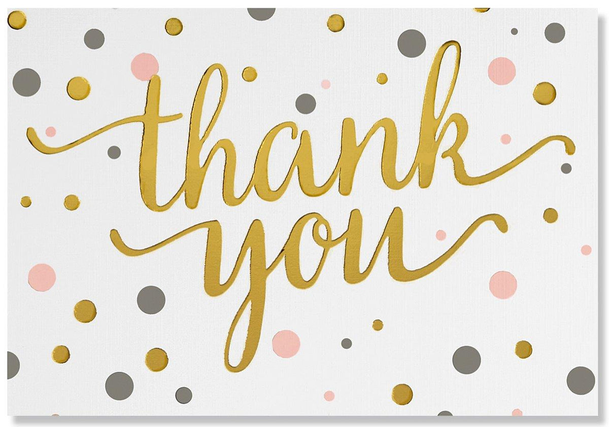 Peter Pauper Thank You Note Pink &amp; Gold Dots