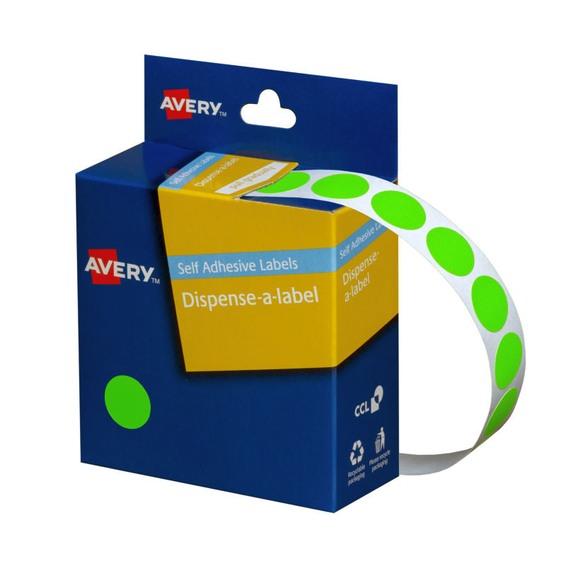 Avery Disp 14mm Fluoro Green Roll700