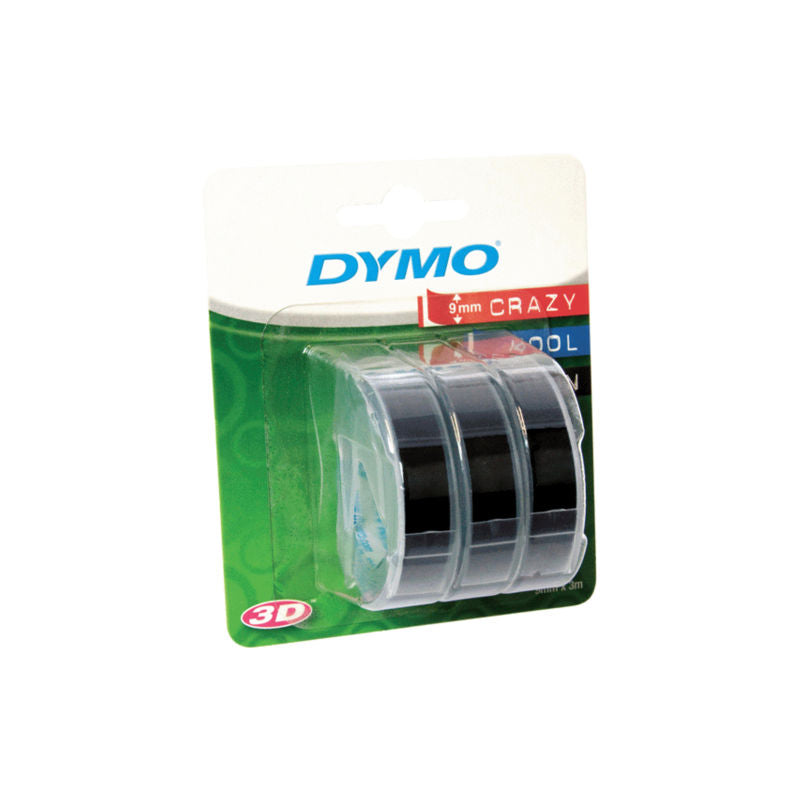 Dymo Emb Tape 3pk Blk 9mm x 3m