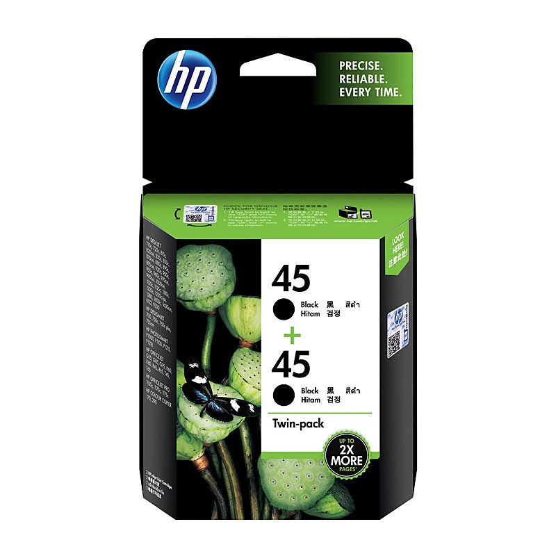 HP #45 Black Ink Twin Pack
