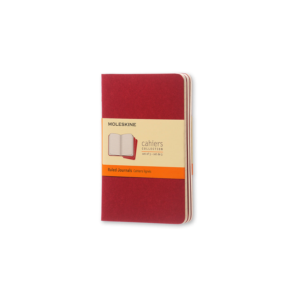 Moleskine - Cahier Notebook - Set of 3 - Ruled - Pocket - Cranberry Red