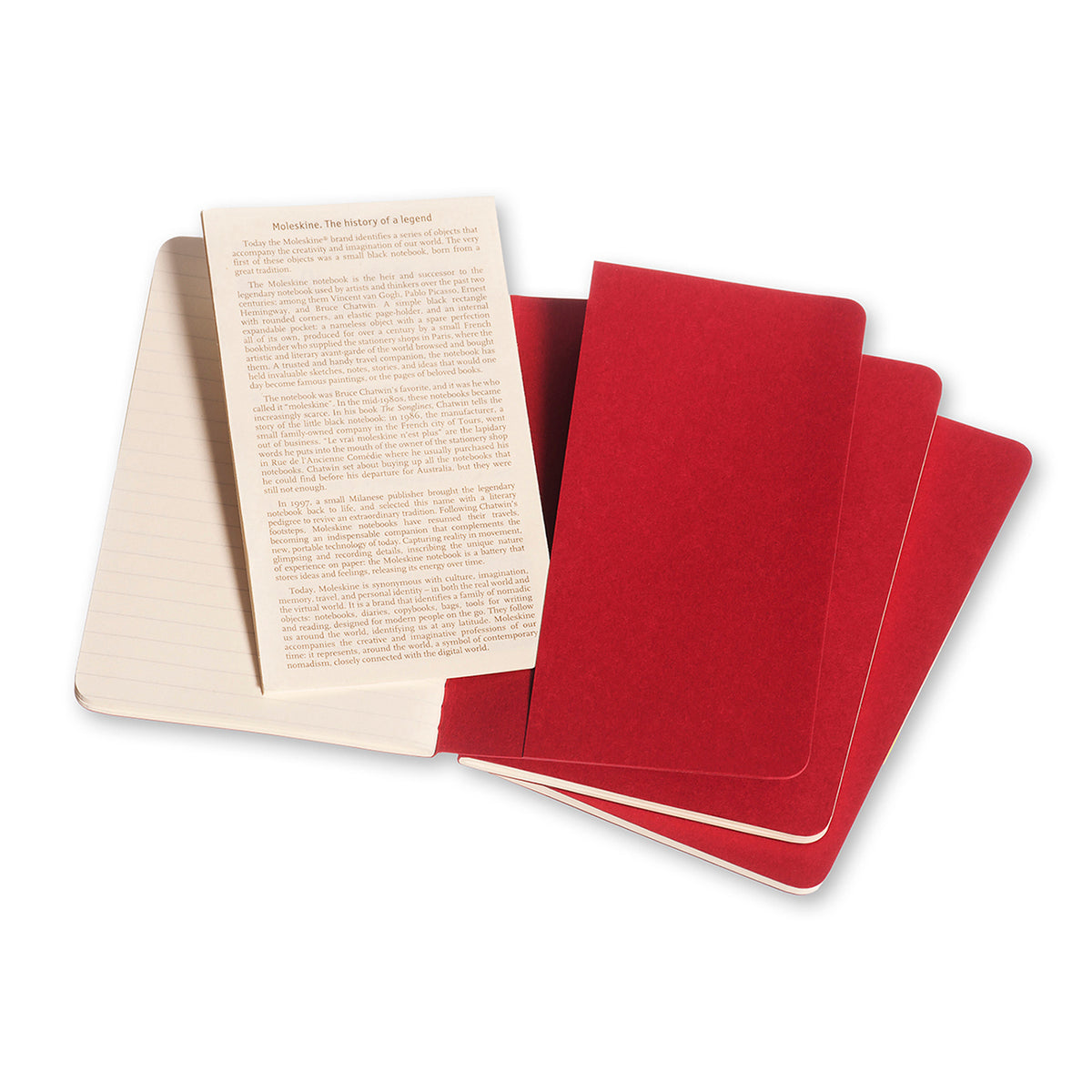 Moleskine - Cahier Notebook - Set of 3 - Ruled - Pocket - Cranberry Red