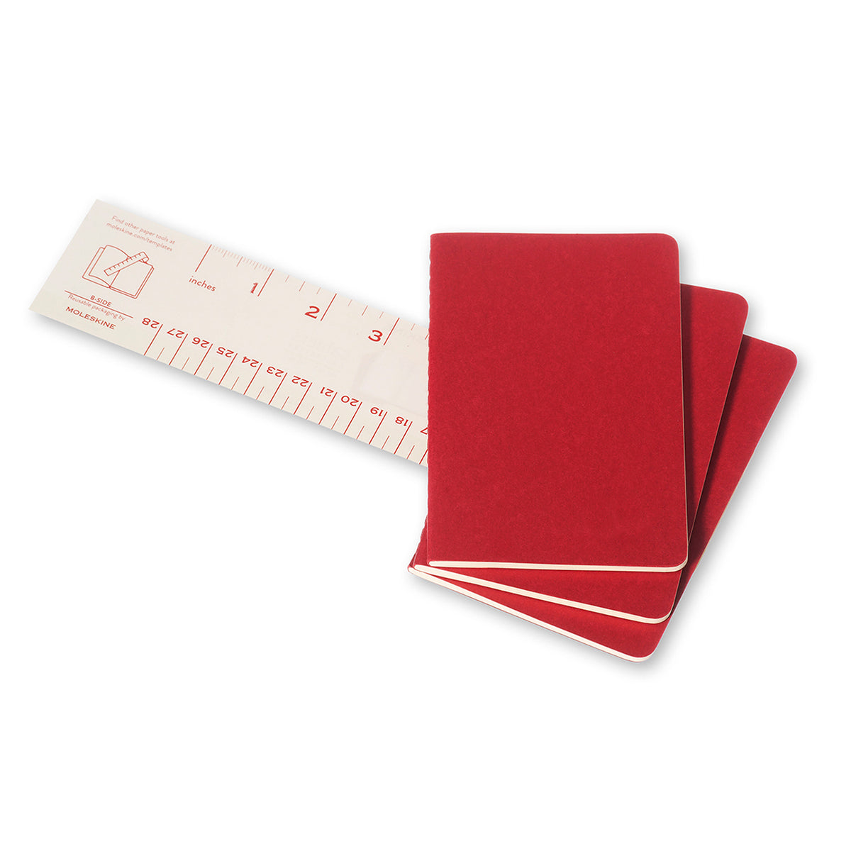 Moleskine - Cahier Notebook - Set of 3 - Plain - Pocket - Cranberry Red