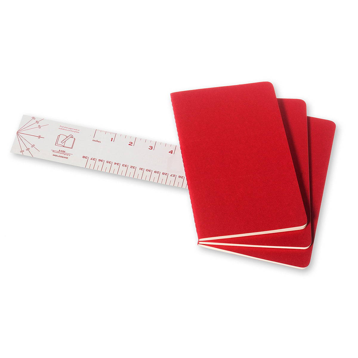 Moleskine - Cahier Notebook - Set of 3 - Plain - Large - Cranberry Red