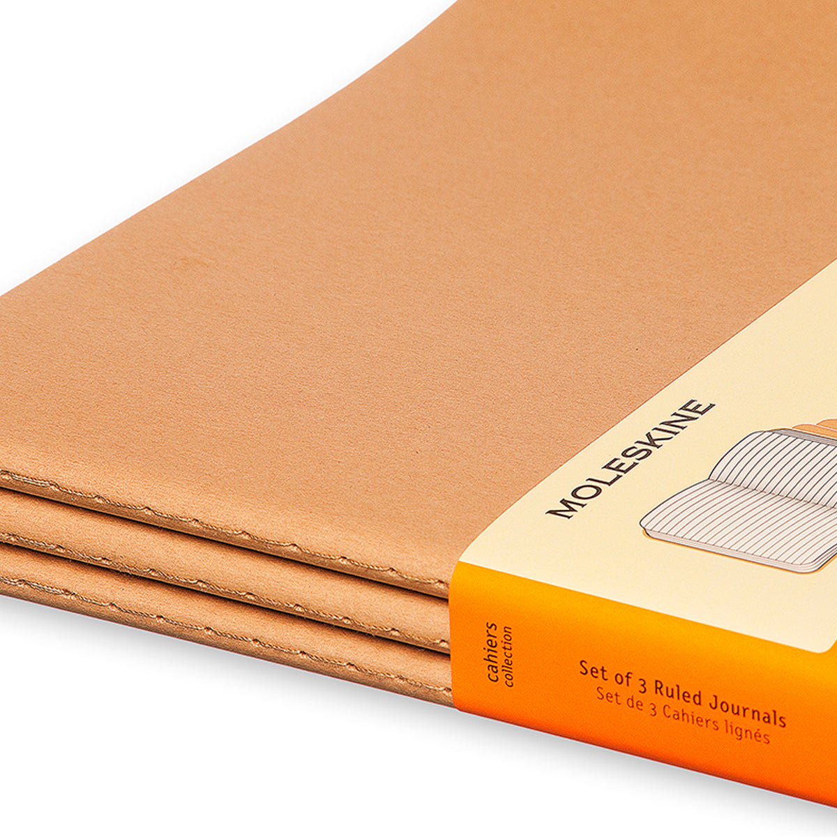 Moleskine - Cahier Notebook - Set of 3 - Ruled - Extra Large - Kraft