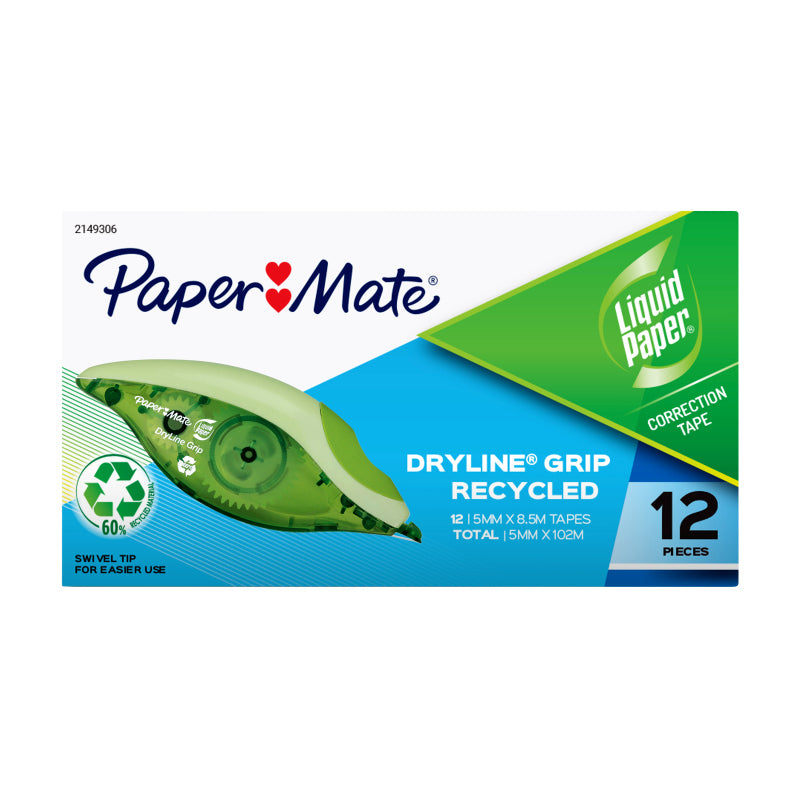 Papermate Correction Tape Dryline Grip Recycled