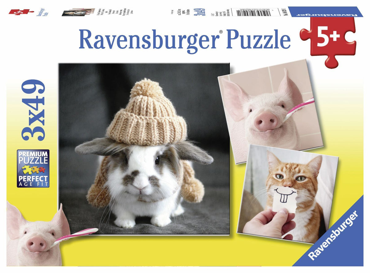 Funny Animal Portraits Puzzle 3X49pc (Ravensburger Puzzle)