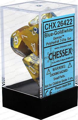 CHX 26422 Gemini Polyhedral Blue-Gold/White 7-Die Set