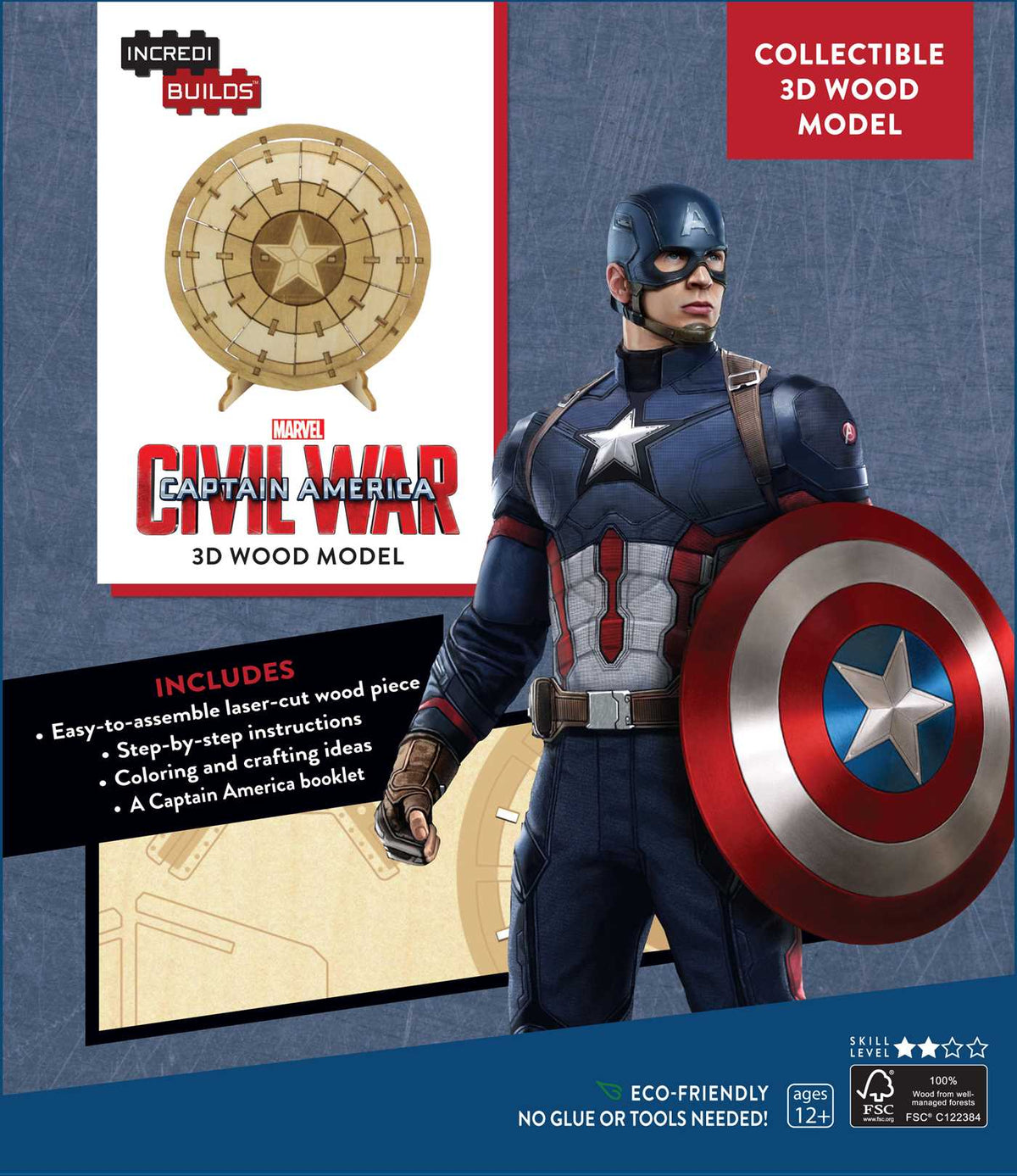 Incredibuilds Marvel Avengers Captain America 3D Wood Model